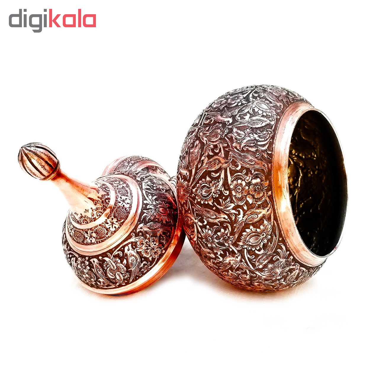 شکلات خوری قلمزنی طرح گل و بلبل