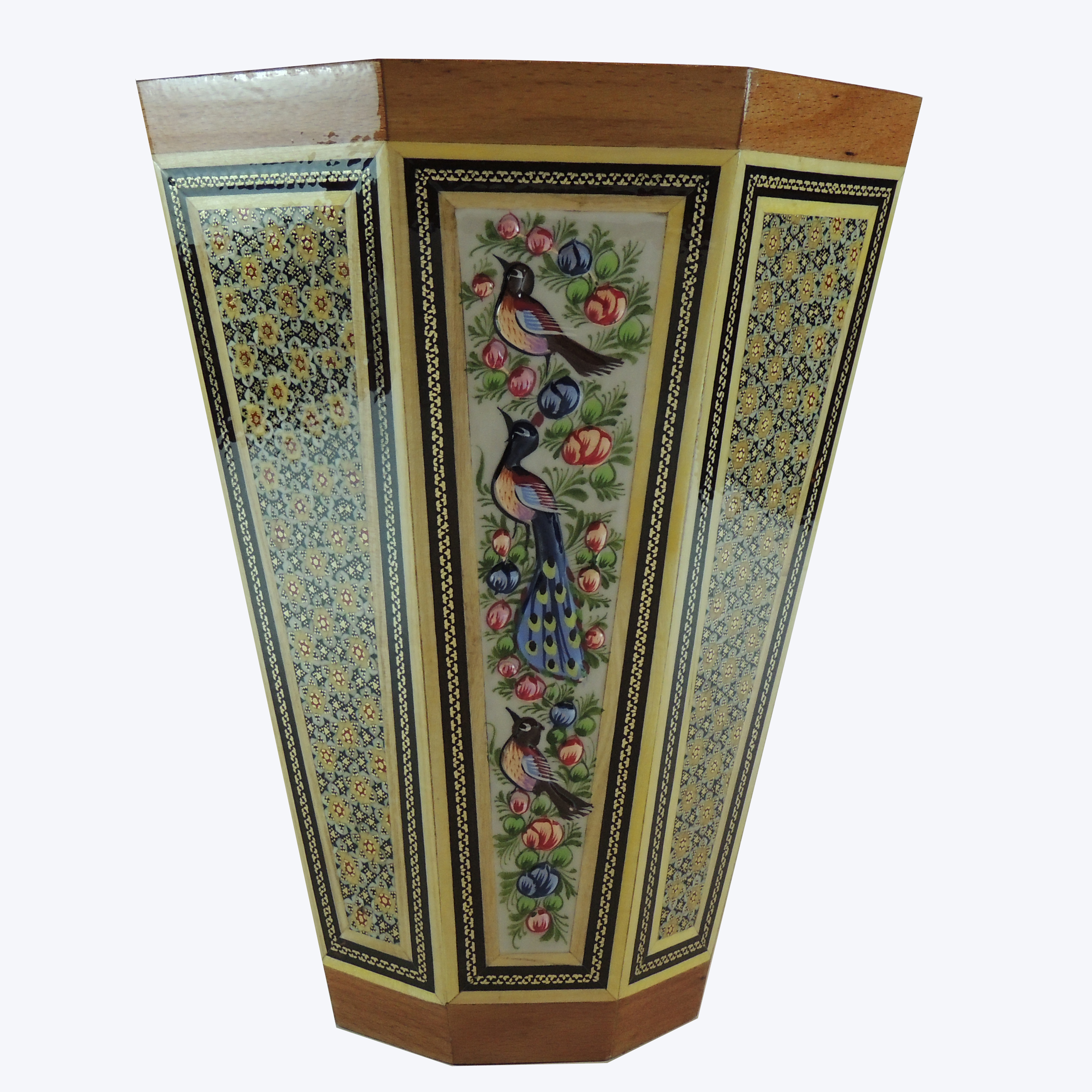 سطل خاتم کاری طرح گل و مرغ مدل 1150