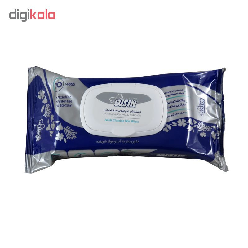 دستمال مرطوب لوسین مدل Antibacterial بسته 70 عددی