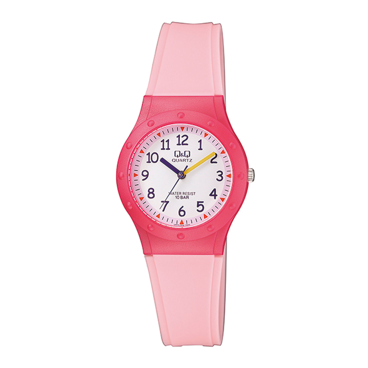 ساعت مچی عقربه ای دخترانه کیو اند کیو مدل vr75j004y به همراه دستمال مخصوص برند کلین واچ