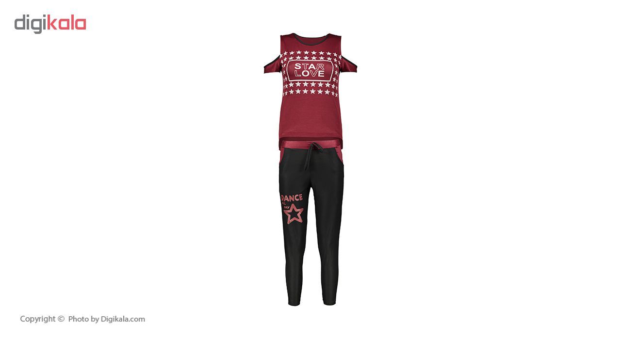 ست تی شرت و شلوار ورزشی زنانه مدل Star-ِD-BR - - 45