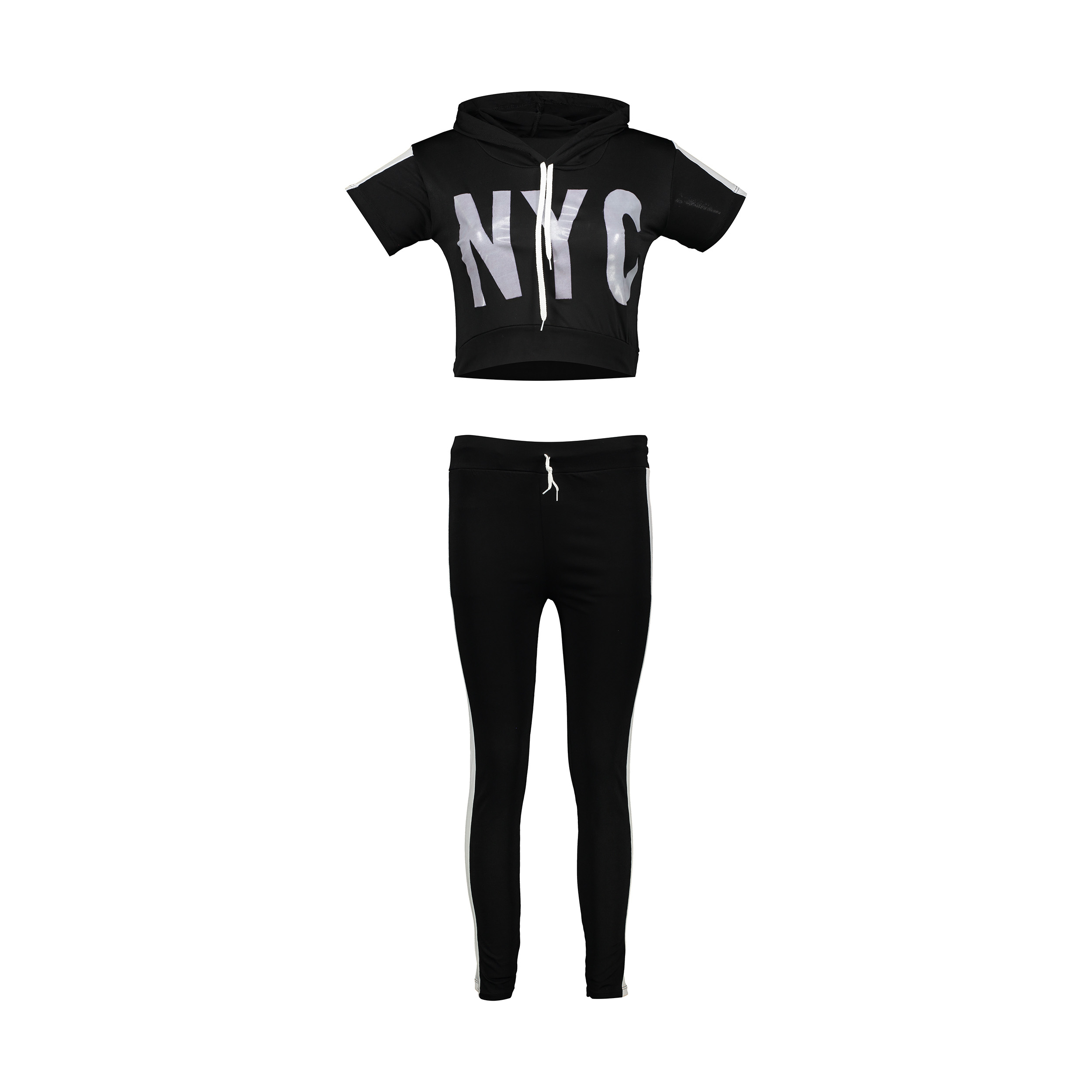 ست نیم تنه و شلوار ورزشی زنانه مدل NYC-BK