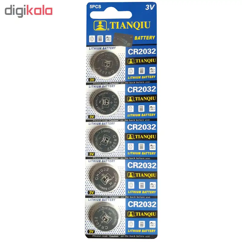 باتری سکه ای تیانکیو مدل CR2032 بسته 5 عددی