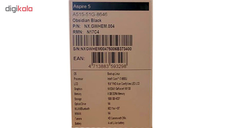 لپ تاپ 15 اینچی ایسر مدل Aspire A515-51G-8646-A لپ تاپ 15 اینچی ایسر مدل Aspire A515-51G-8646-A