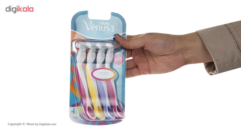 خودتراش زنانه ژیلت مدل Venus 3 بسته 4 عددی