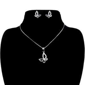 نیم ست نقره زنانه آی جواهر طرح پروانه کد 77311NN