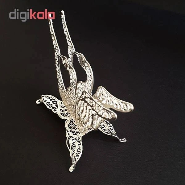 عکس شماره 4 : جای دستمال کاغذی ملیله کاری مدل قو کد 01