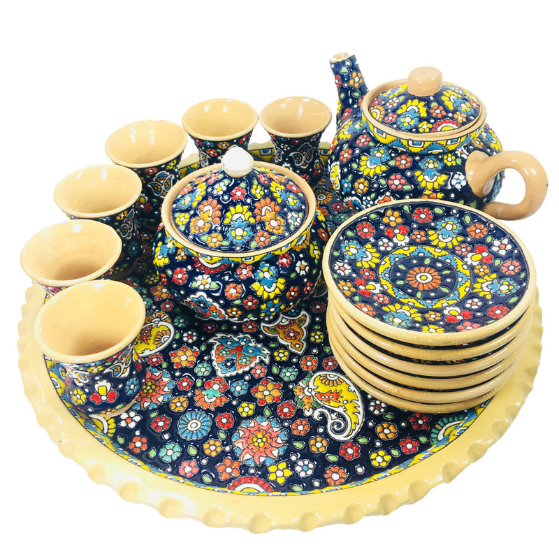 سرویس چای خوری میناکاری طرح آرزو مدل S918