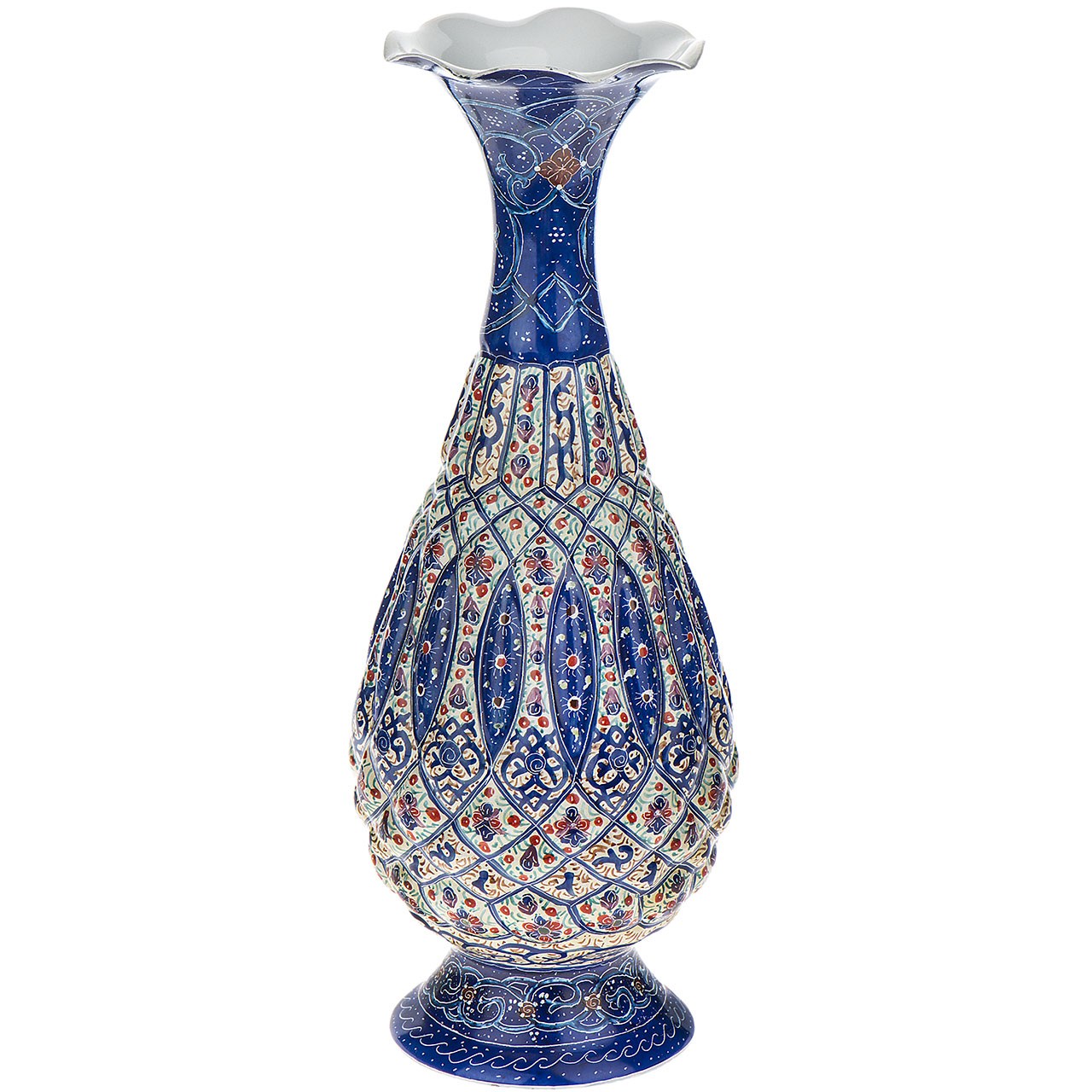 Esmaili Copper Enamel vase, Etching Model with 20 cm of height 