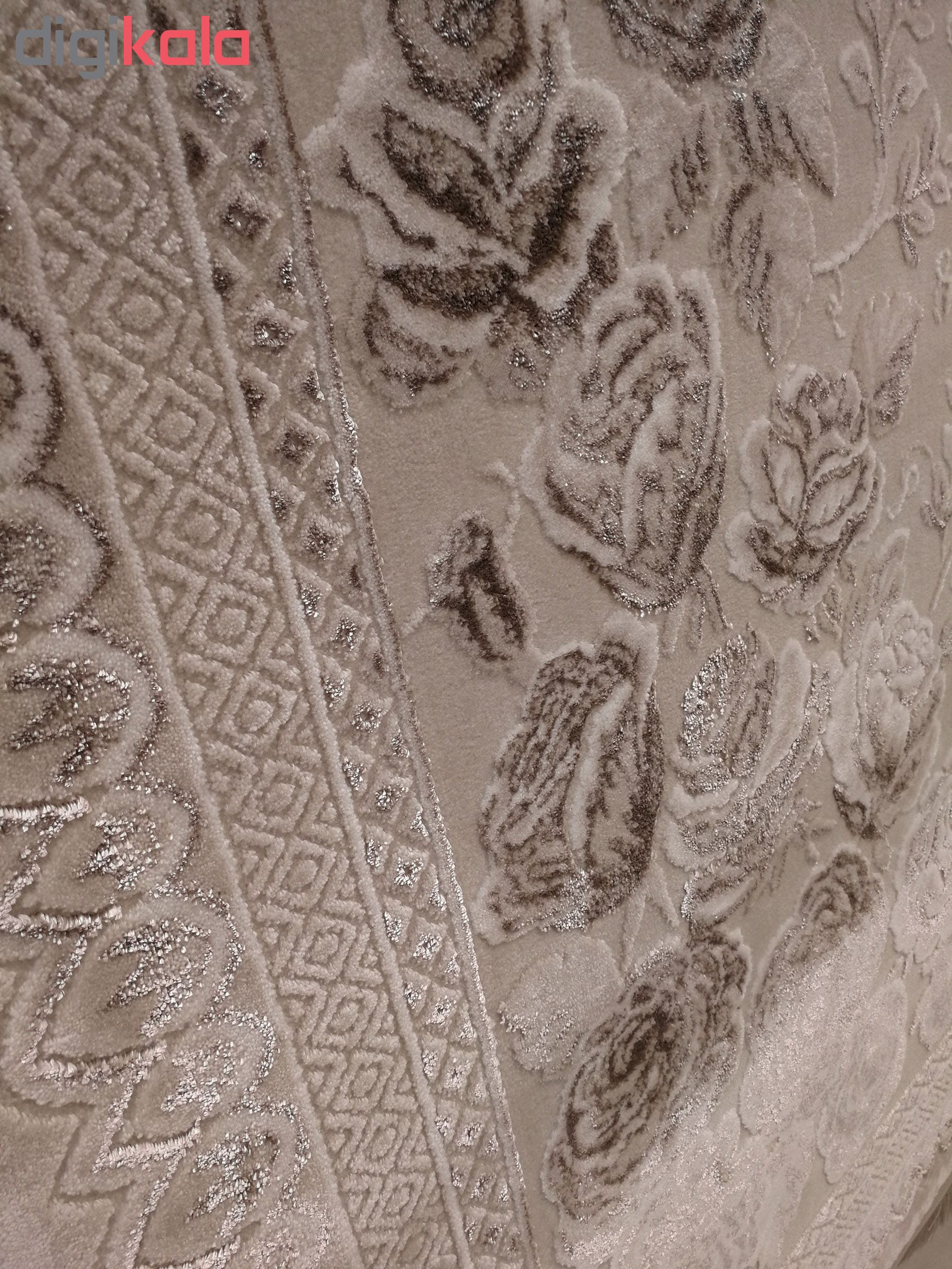 فرش ماشینی زمرد مشهد طرح  1913 زمینه بژ