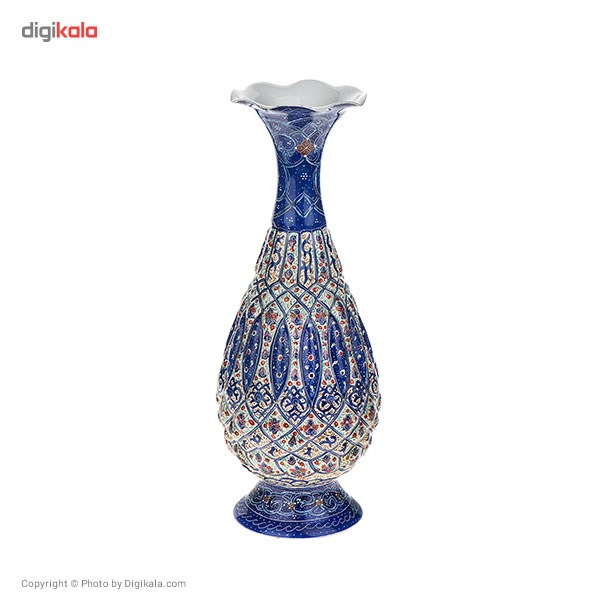 Esmaili Copper Enamel vase, Etching Model with 20 cm of height 