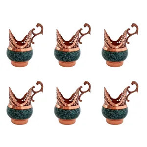 پایه استکان فیروزه کوبی کد 6671 مجموعه 6 عددی