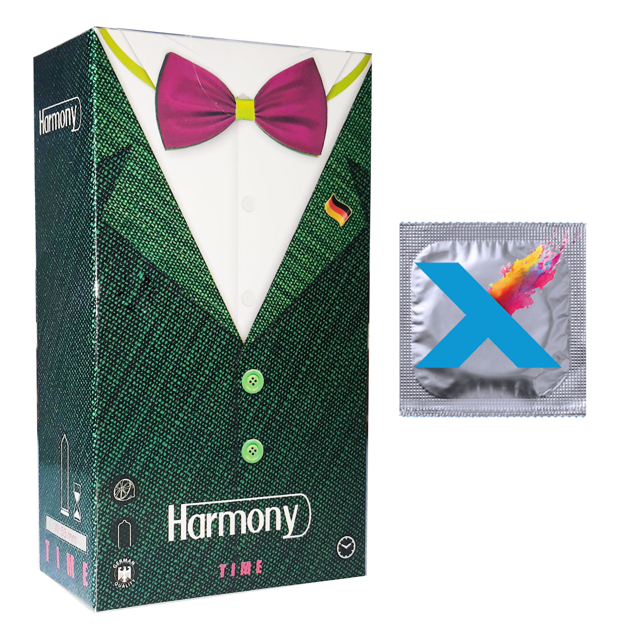 کاندوم هارمونی مدل TIME بسته 12 عددی به همراه کاندوم مدل X  بسته 1 عددی