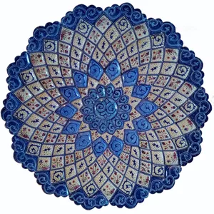 بشقاب میناکاری طرح اسلیمی خطایی مدل گنبدنیلگون