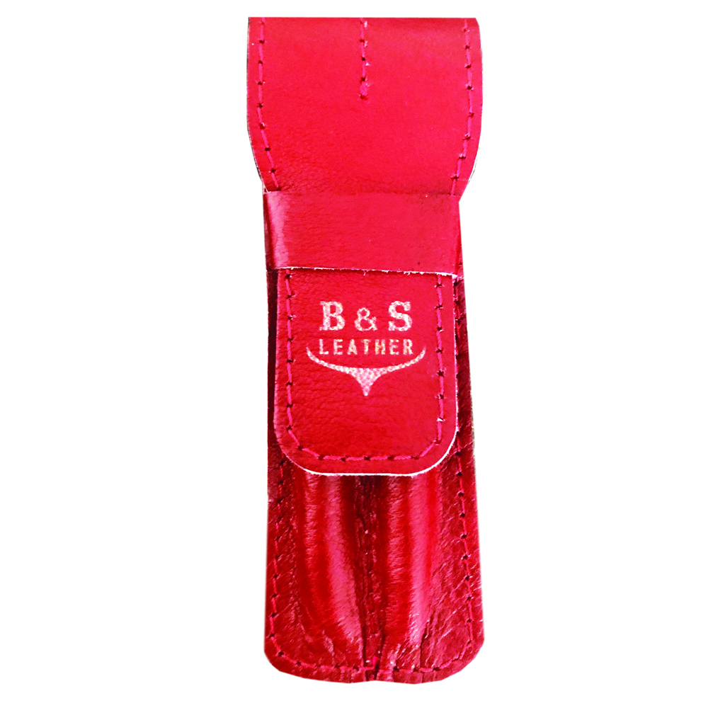 جامدادی چرم طبیعی – دست دوز مدل R15 رنگ قرمز B&S Leather