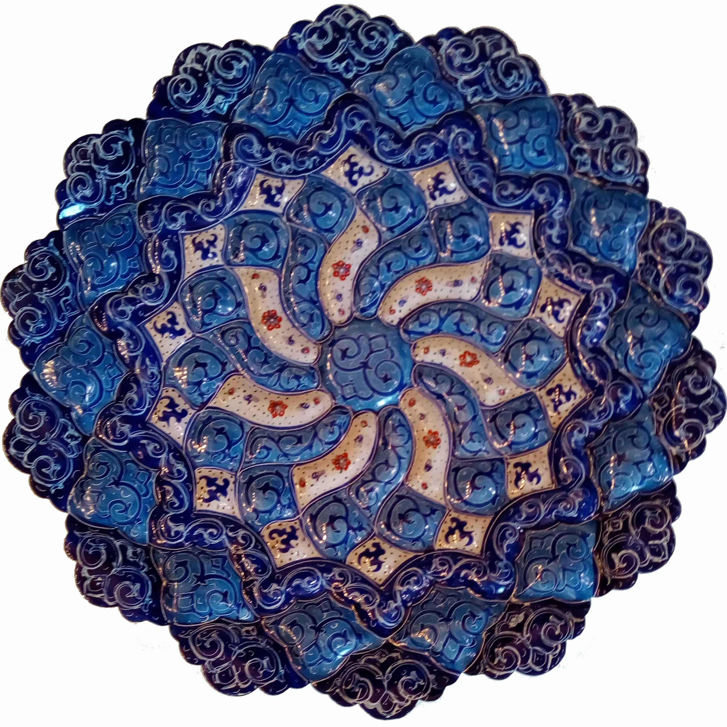 بشقاب میناکاری طرح اسلیمی خطایی مدل کرشمه