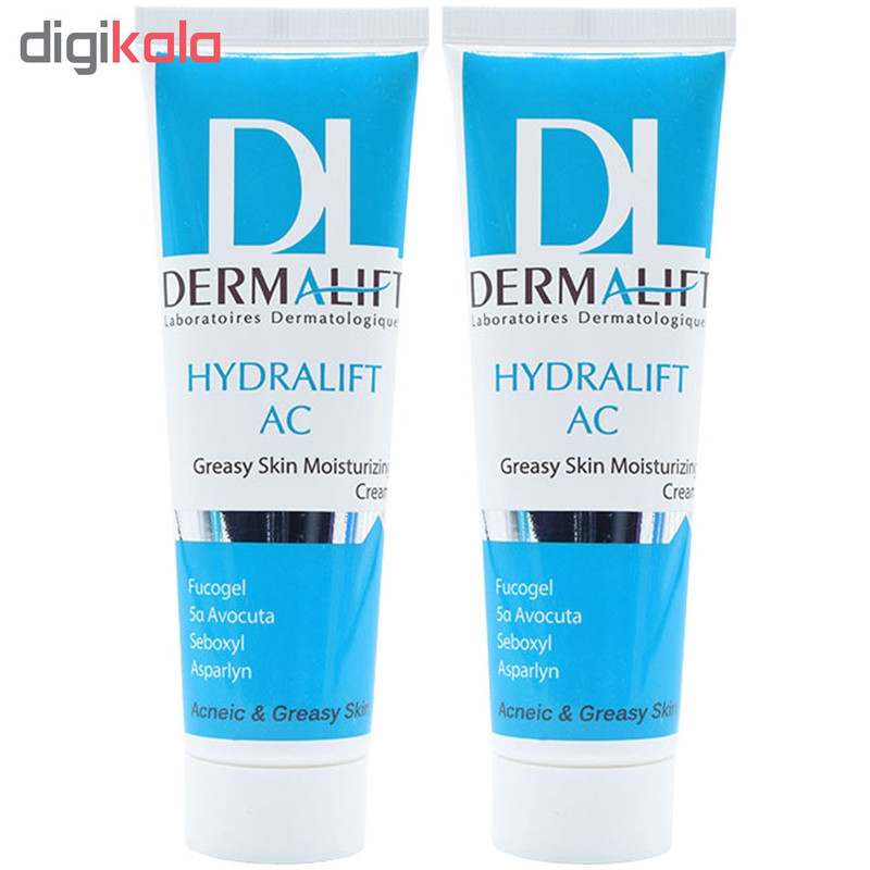 کرم مرطوب‌کننده پوست چرب درمالیفت مدل Hydralift AC Cream حجم 50 میلی‌لیتر بسته دو عددی