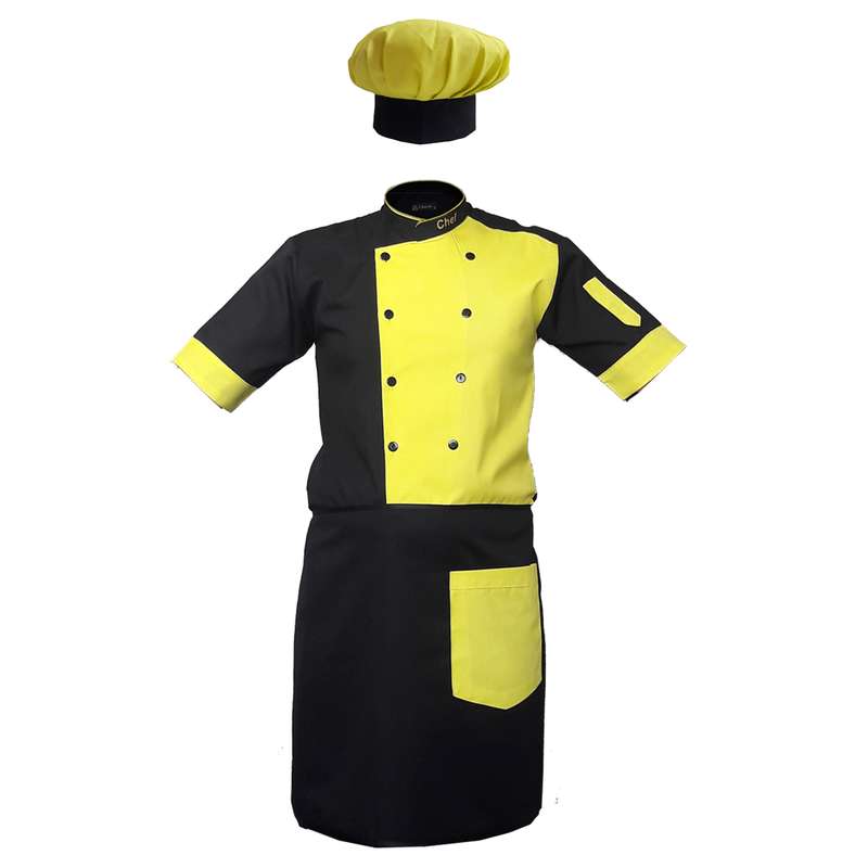 لباس کار آشپز مدل A22 رنگ مشکی فسفری