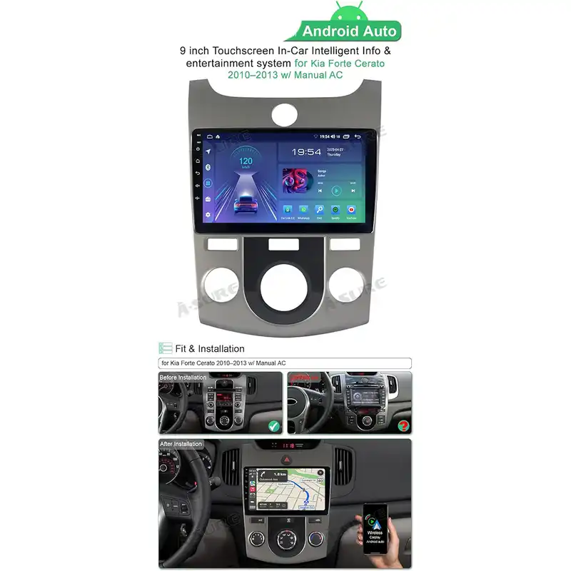 پخش کننده اندروید خودرو مدل Burmester مناسب برای کیا سراتو دنده ای