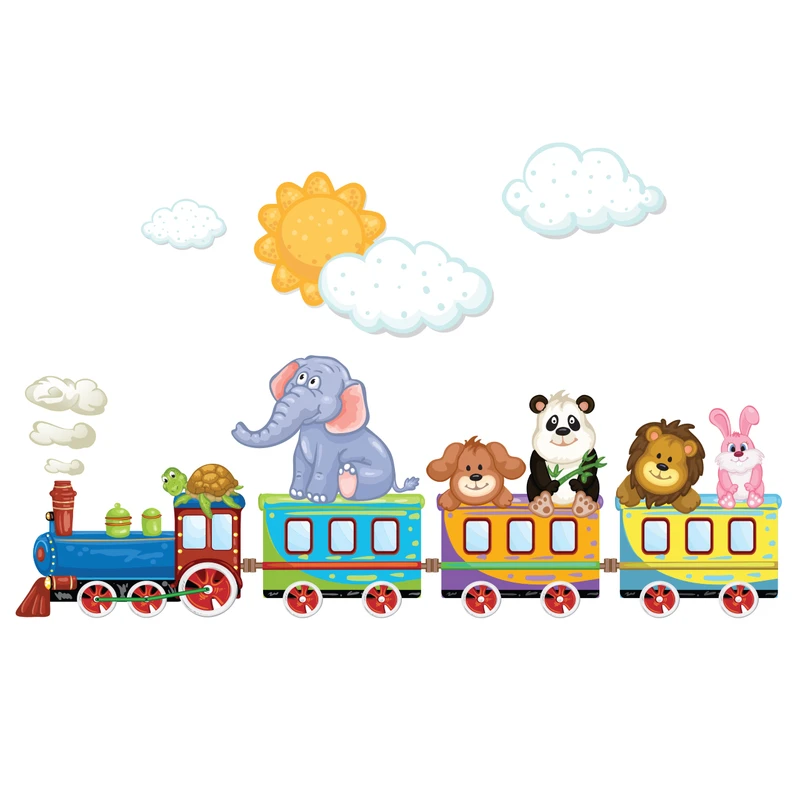 استیکر دیواری صالسو آرت مدل cute animal train hk