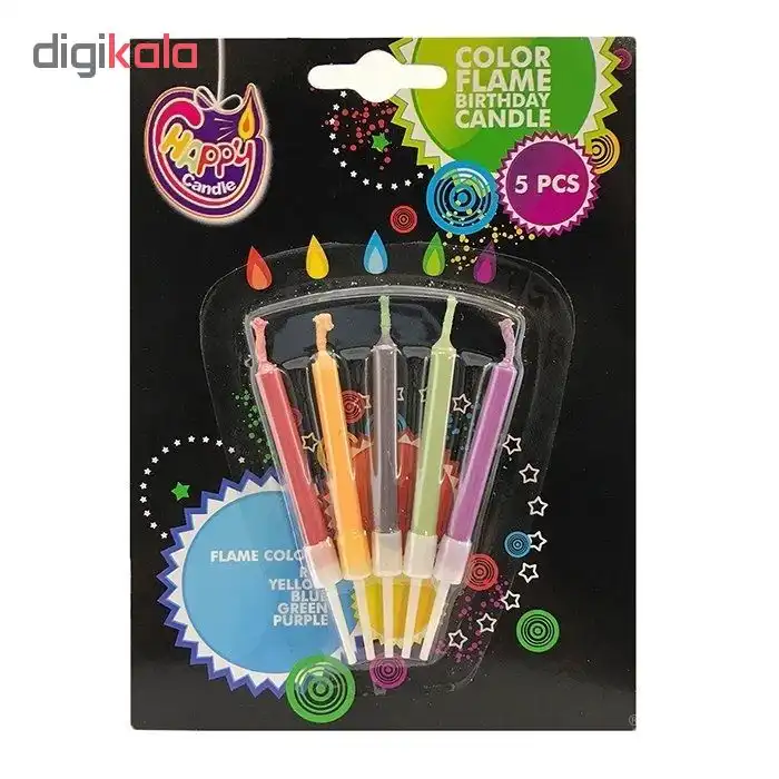 شمع تولد رنگی سوز کد 005 بسته 5 عددی