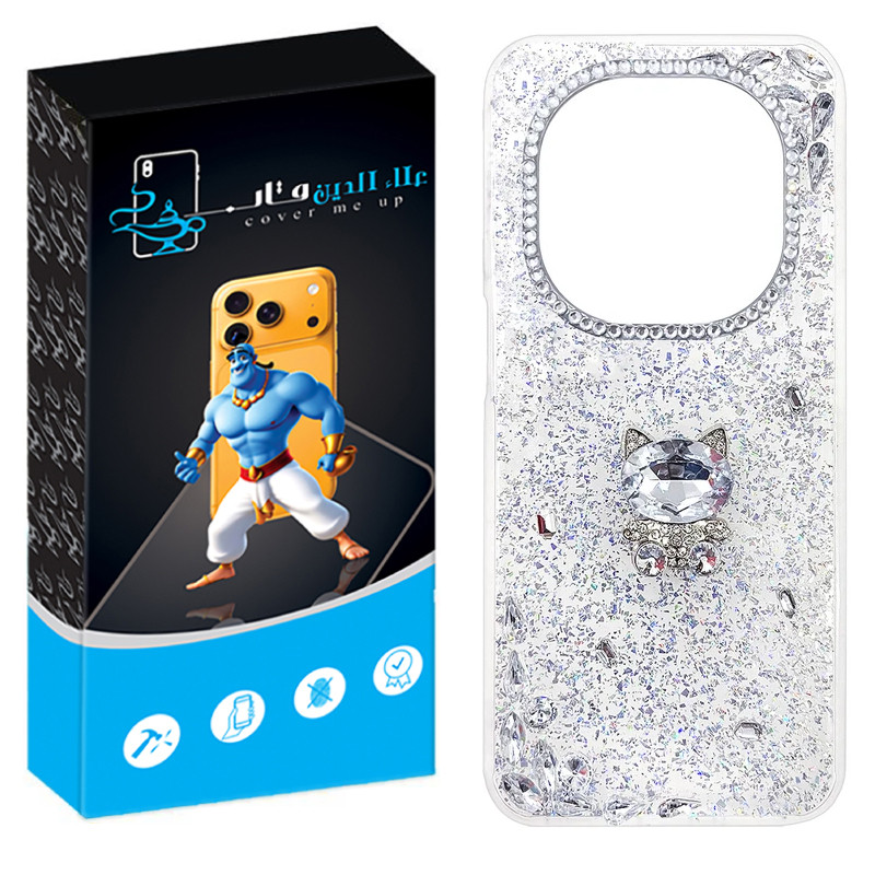 کاور علاالدین قاب مدل دیاموند شاین طرح گربه مناسب برای گوشی موبایل شیائومی Redmi Note 15 Pro 5G