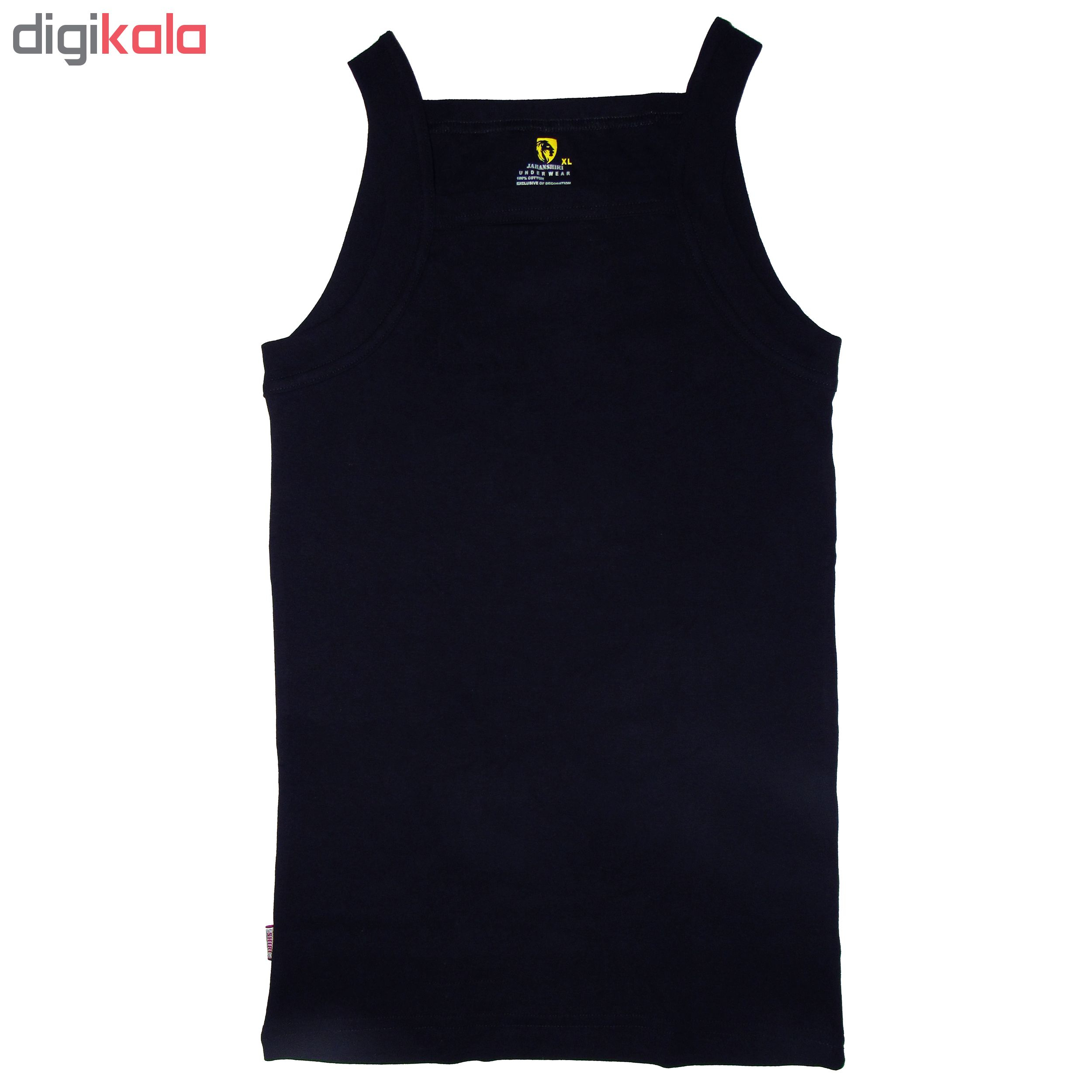 زیرپوش رکابی نخی مردانه JAHANSHIRI مدل یقه خشتی کد سرمه ای