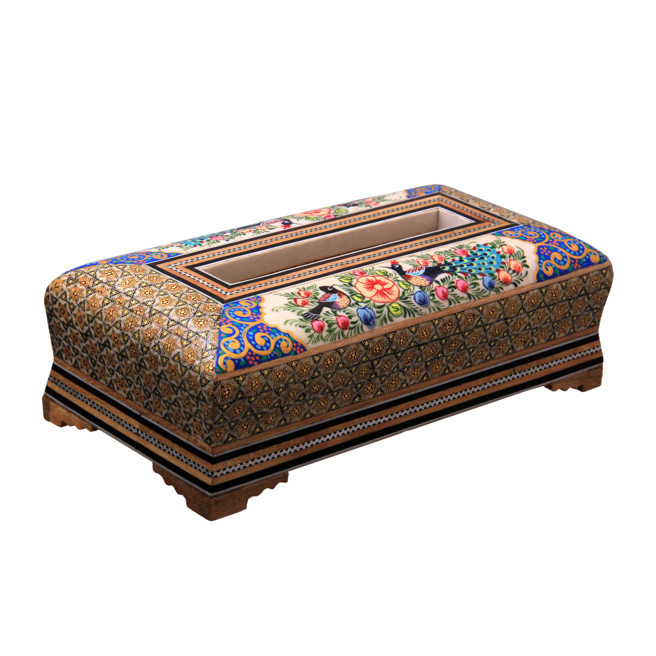 جعبه دستمال کاغذی خاتم کاری کد 8-70021