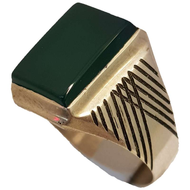 انگشتر نقره مردانه مدل عقیق سبز کد ۲۶۳۵