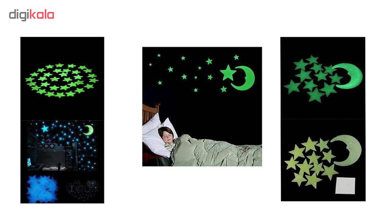 استیکر کودک طرح ماه و ستاره شب تاب مدل 004 مجموعه 24 عددی