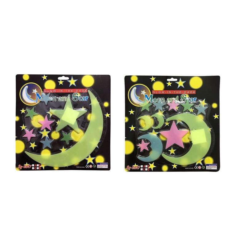 استیکر کودک طرح ماه و ستاره شب تاب مدل 011 مجموعه 24 عددی