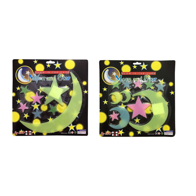 استیکر کودک طرح ماه و ستاره شب تاب مدل 011 مجموعه 24 عددی