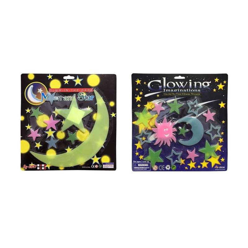 استیکر کودک طرح ماه و ستاره شب تاب مدل 012 مجموعه 24 عددی
