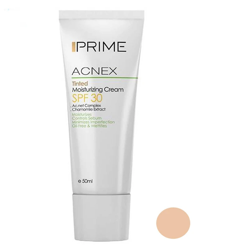 کرم مرطوب‌کننده رنگی پرایم مدل Acnex Tinted SPF 30 حجم 50 میلی‌لیتر