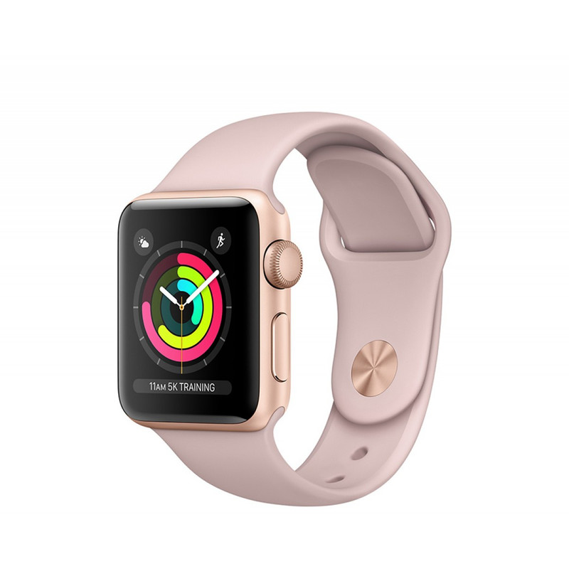 ساعت هوشمند اپل واچ 3 مدل 38mm Gold Aluminum Case with Pink Sand Sport Band