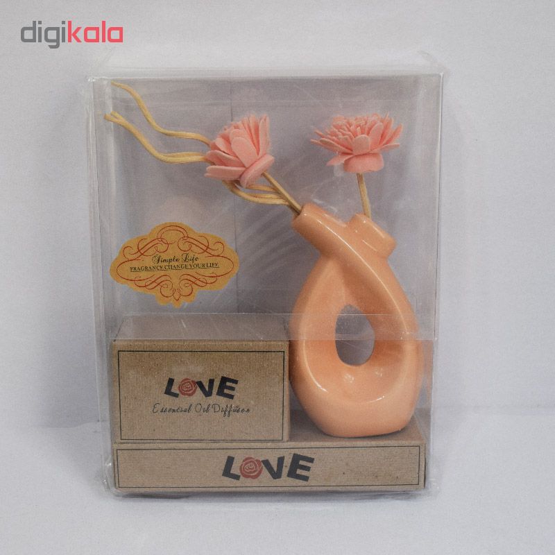 گلدان به همراه گل مصنوعی و اسانس خوشبو کننده مدل Love کد 1587470