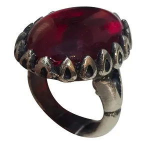 انگشتر نقره مردانه مدل لعل بدخشان LB215210