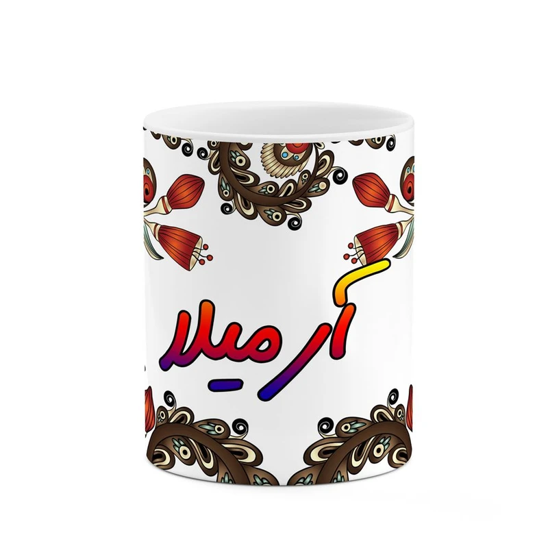 ماگ کاکتی مدل اسم آرمیلا طرح سنتی گل و بته کد mgh43501