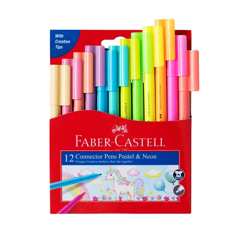 ماژیک رنگ آمیزی فابر کاستل مدل  Connector Pastel بسته 12 عددی