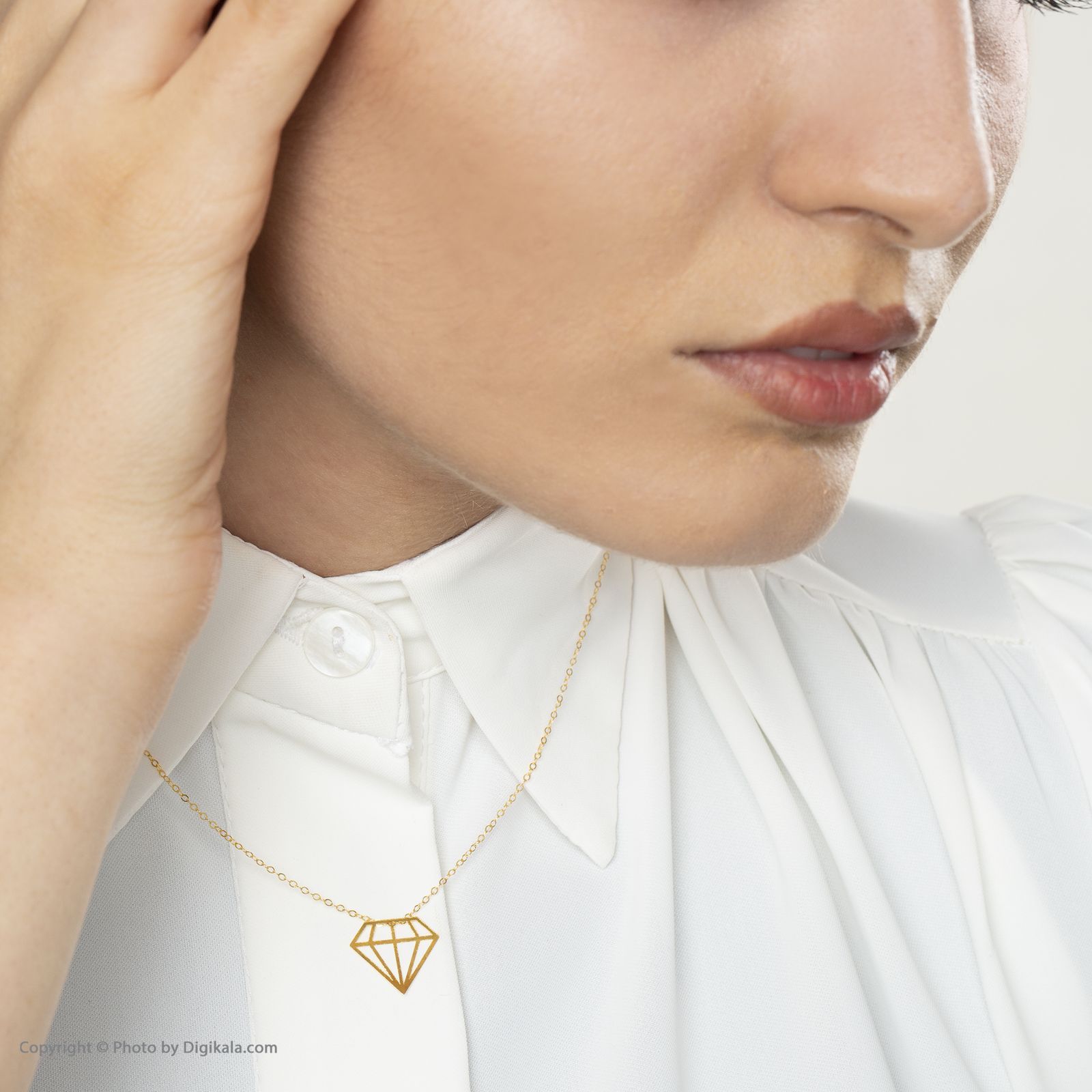 گردنبند طلا 18 عیار زنانه کاپانی طرح الماس کد KN023 -  - 3