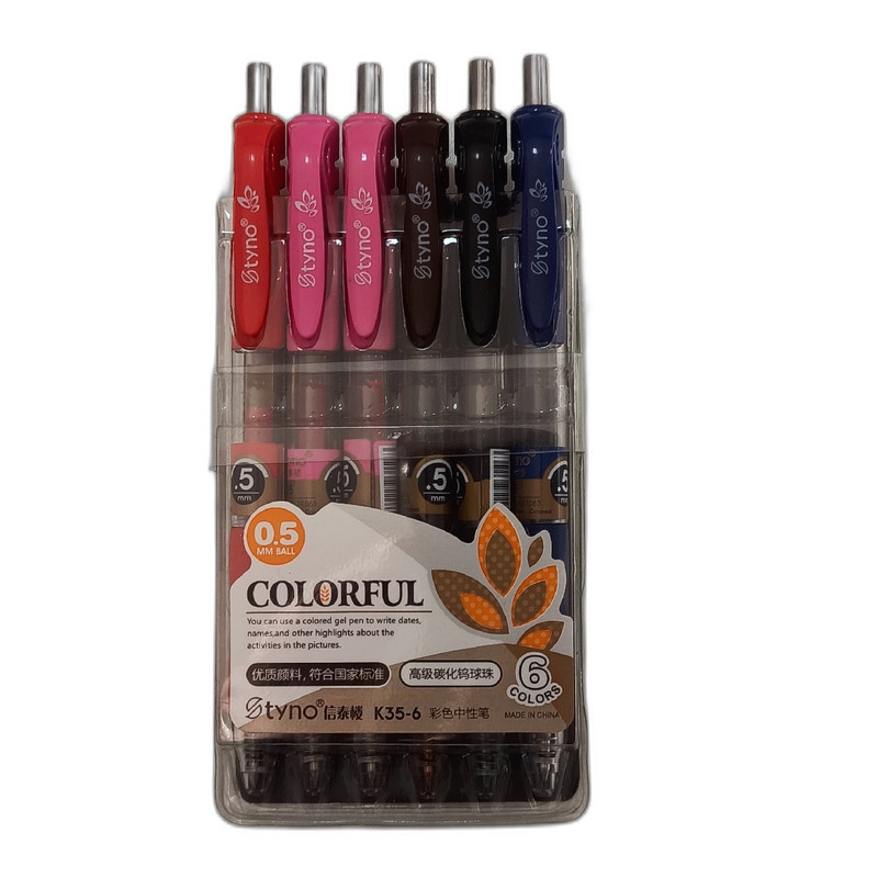 خودکار تینو مدل k35 قطر نوشتاری 0.5 میلی متر بسته 6 عددی