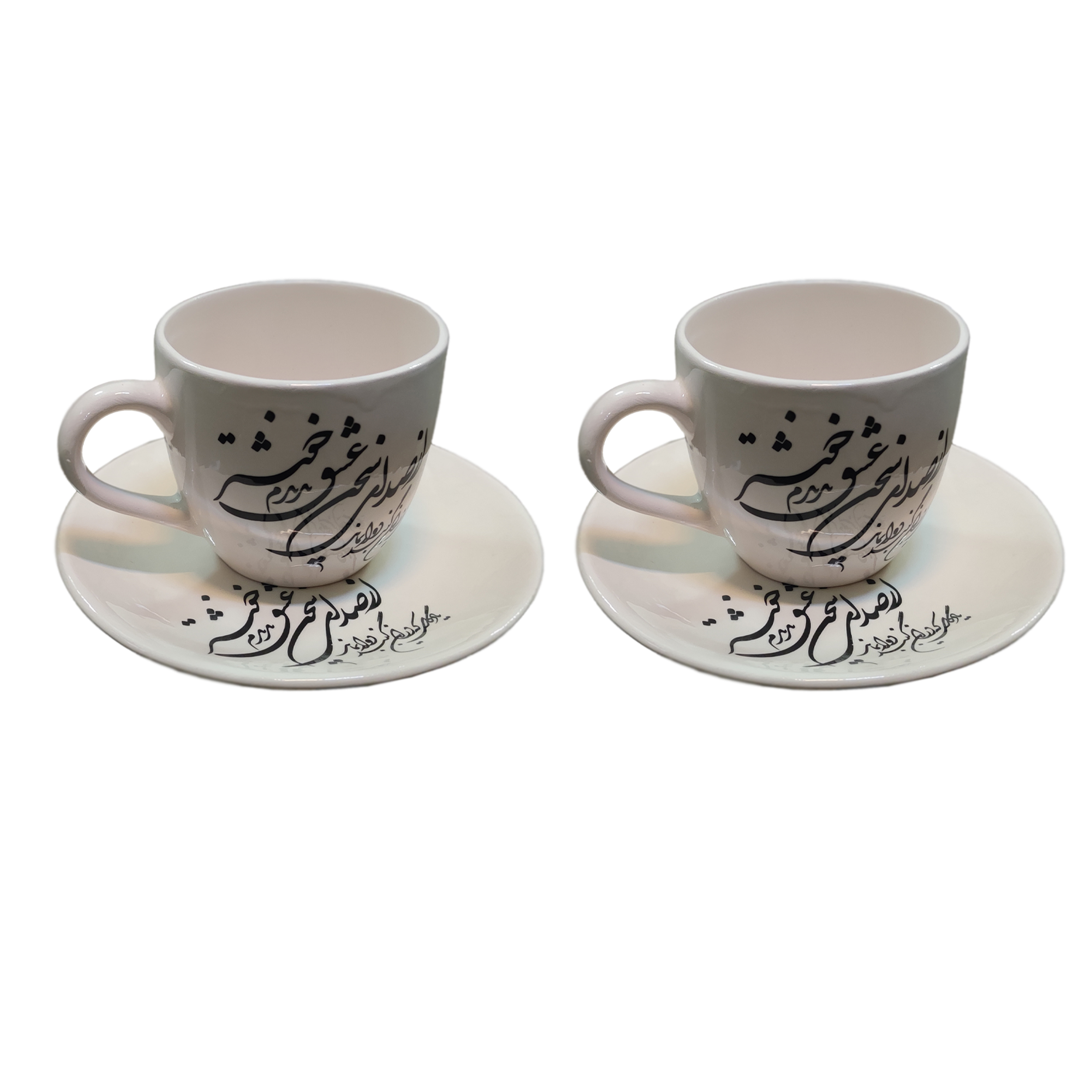 ست 4 تکه فنجان و نعلبکی طرح سیاه مشق کد 44