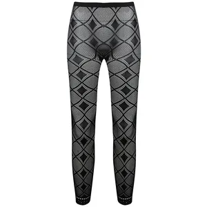 ساق شلواری زنانه مدل توری طرح لوزی کد AS1331