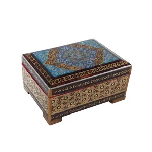 جعبه جواهر خاتم کاری طرح اسلیمی مدل تذهیب کد 1148