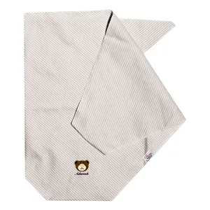 روسری نوزادی آدمک طرح راه راه رنگ طوسی