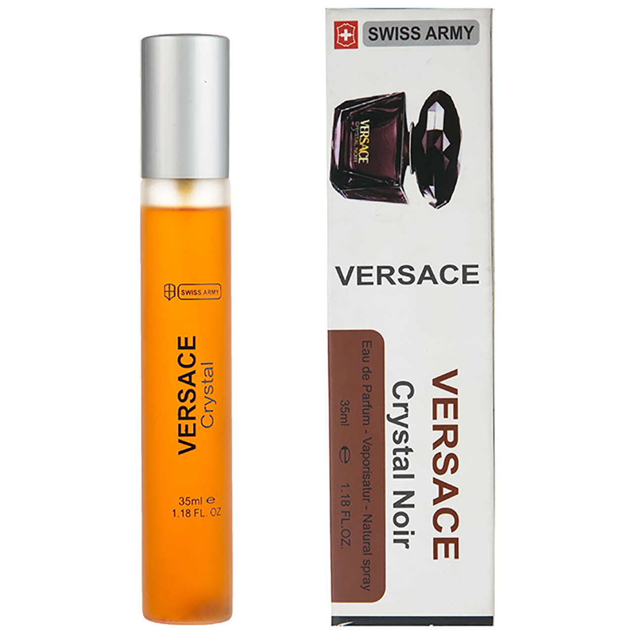 عطر جیبی زنانه سوئیس آرمی مدل ورساچه کریستال نویر حجم 35 میلی لیتر