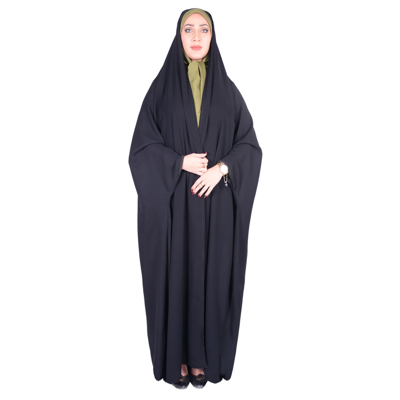 چادر دانشجویی شهر حجاب مدل بدون مچ کرپ کریستال کد 8011 -  - 1