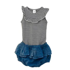 ست بادی و شلوارک نوزادی دخترانه او بیبی طرح راه راه