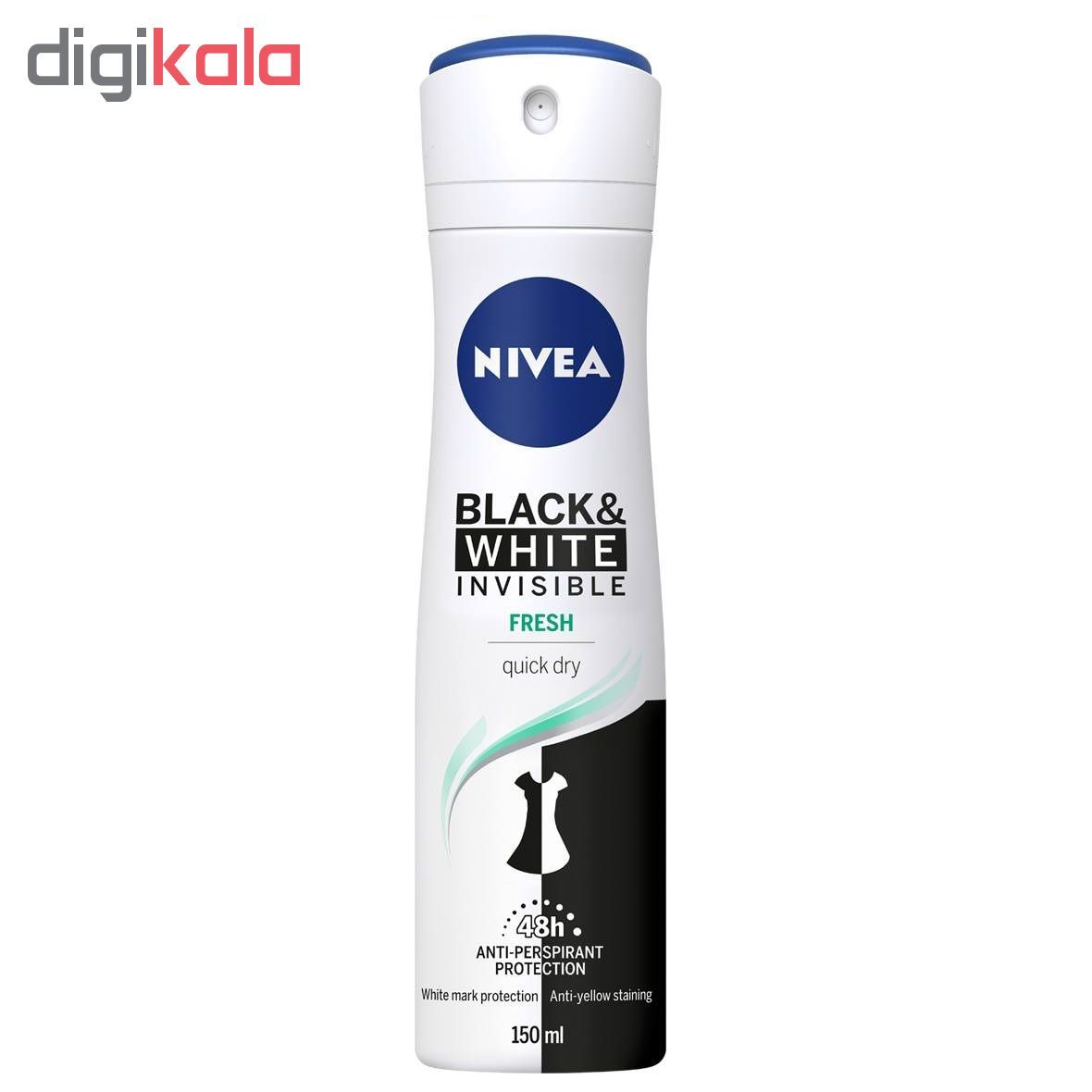 اسپری ضد تعریق زنانه نیوآ مدل Black And White Invisible Fresh حجم 150 میلی لیتر -  - 2