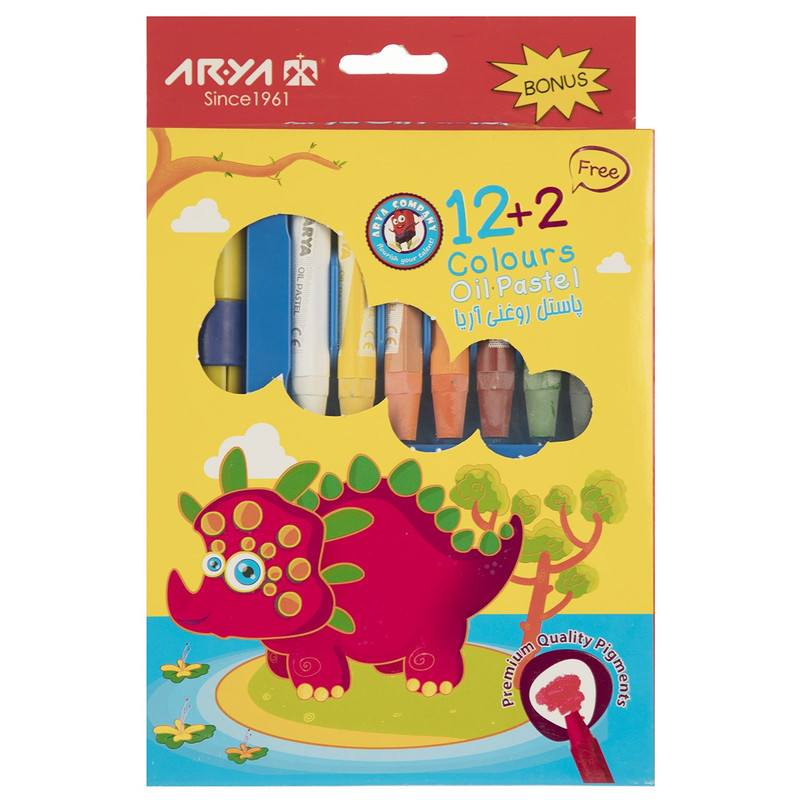 پاستل روغنی 2+12 رنگ آریا کد 2027 ارزانترین فروشگاه اینترنتی